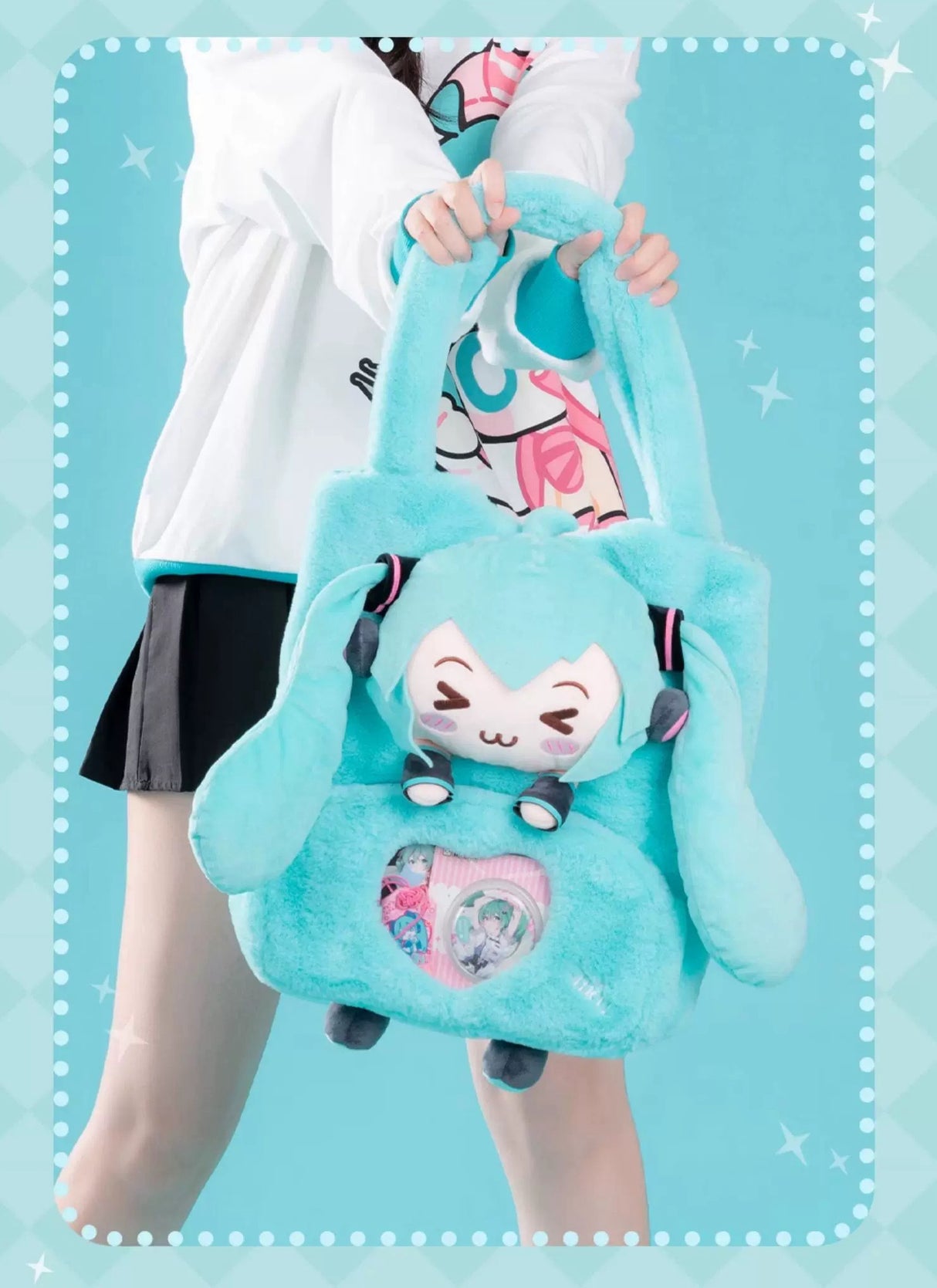 Official Hatsune Miku - Squinting Eyes Series Plush Ita Shoulder Bag