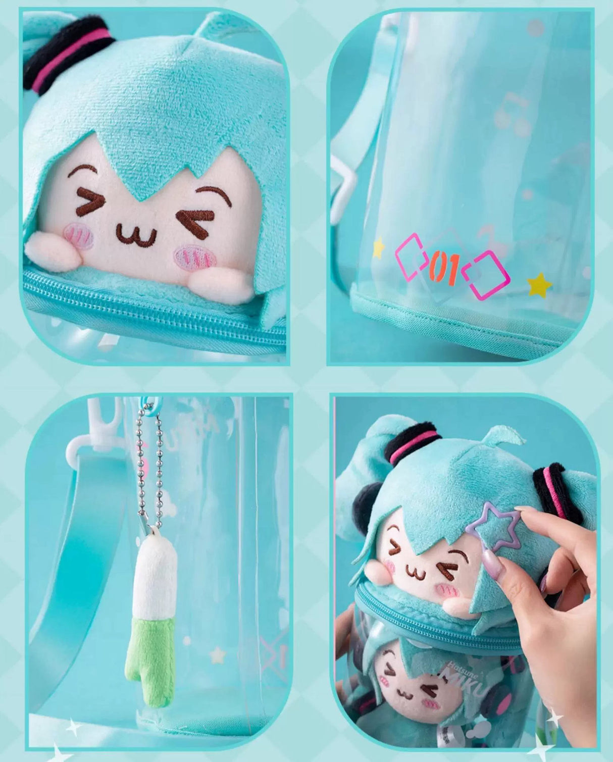 Official Hatsune Miku - Squinting Eyes Series Plush Ita Bucket Bag